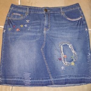 Embroidered Denim Jacket & Skirt